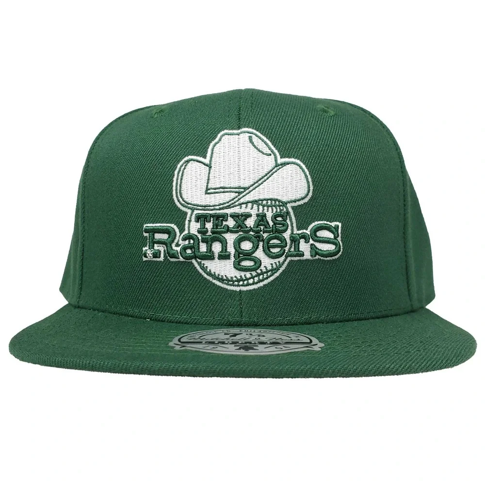 Texas Rangers Mitchell & Ness MLB Fitted 7 3/8 Flatbill Cap Hat 3D Art Green NWT